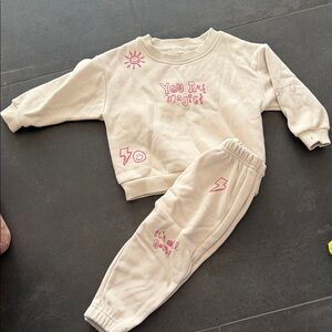 Kids Cream and Pink Matching Set